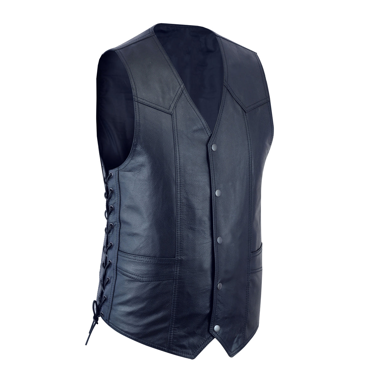 Men's Knight Dark Blue Side Lace Club Color Gun Leather Vest.