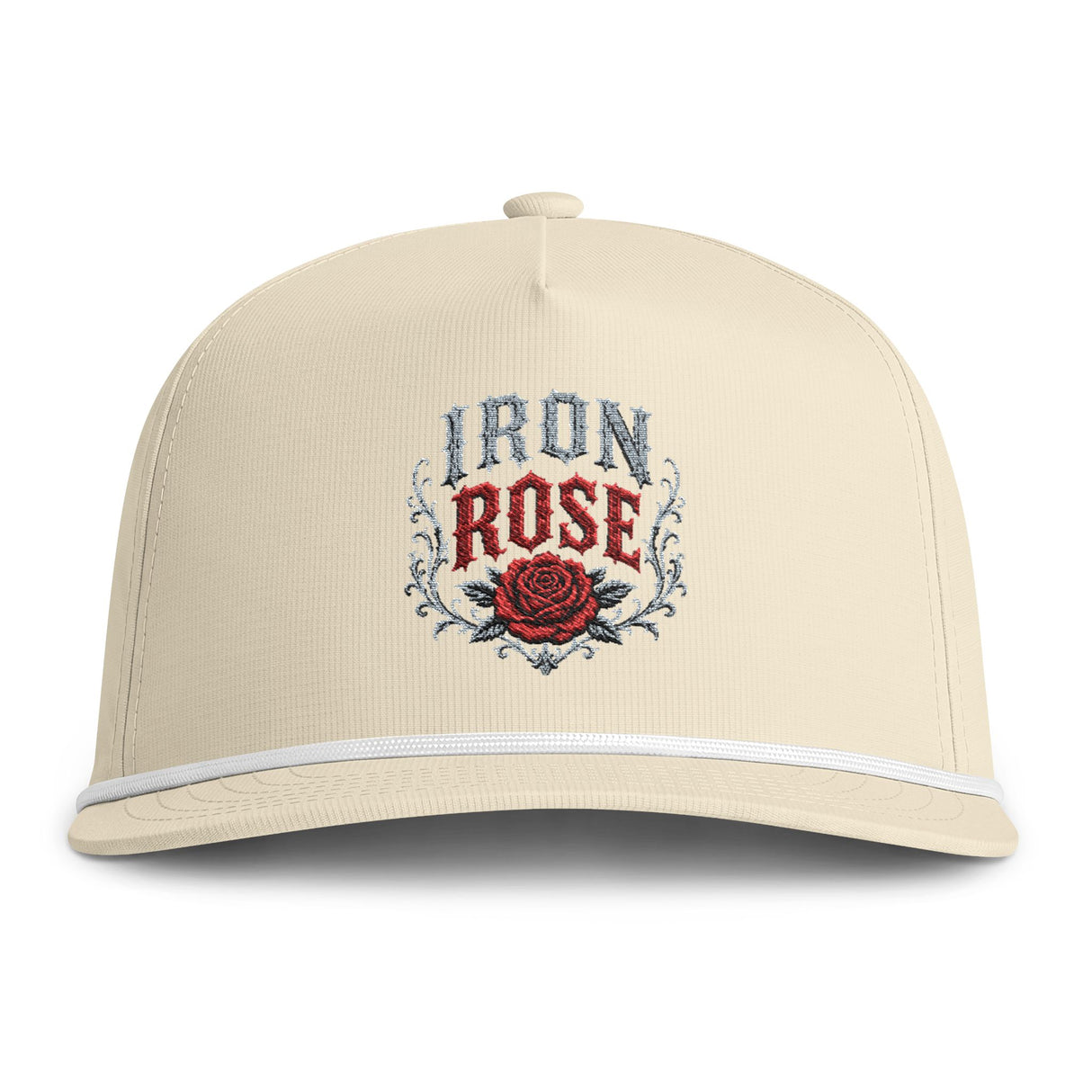 Embroidered "Iron Rose" Rope Cap — Vintage Floral Trucker Hat