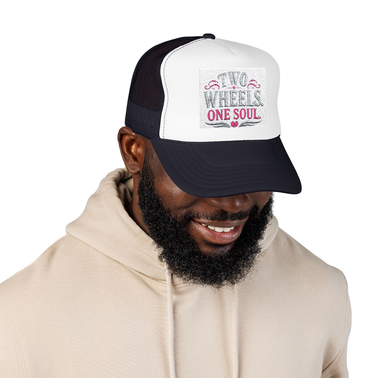 Trucker Hat – Two Wheels One Soul Motorcycle Foam Cap Printify