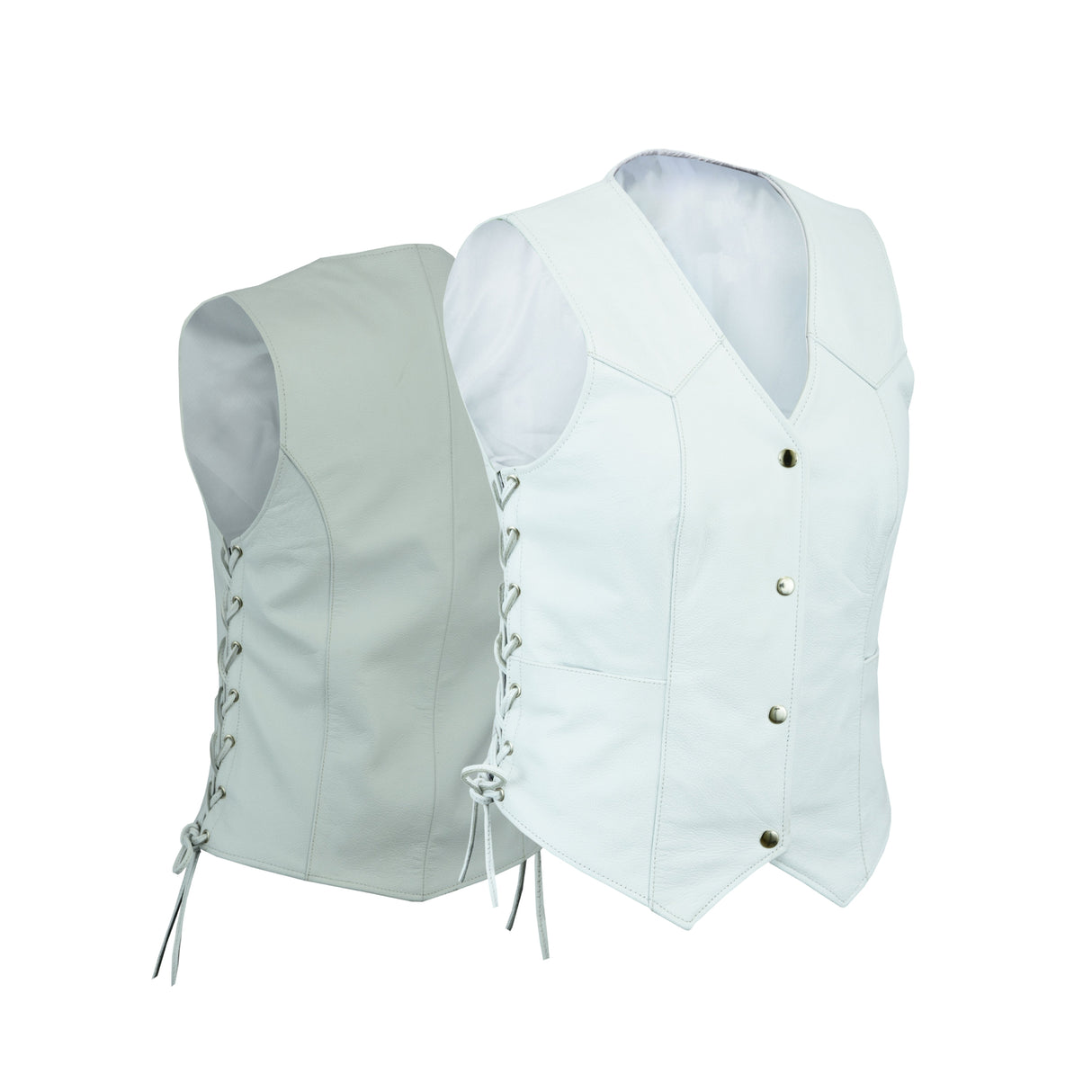 Women's White motorcycle Biker Club Concealed Carry Leather Vest