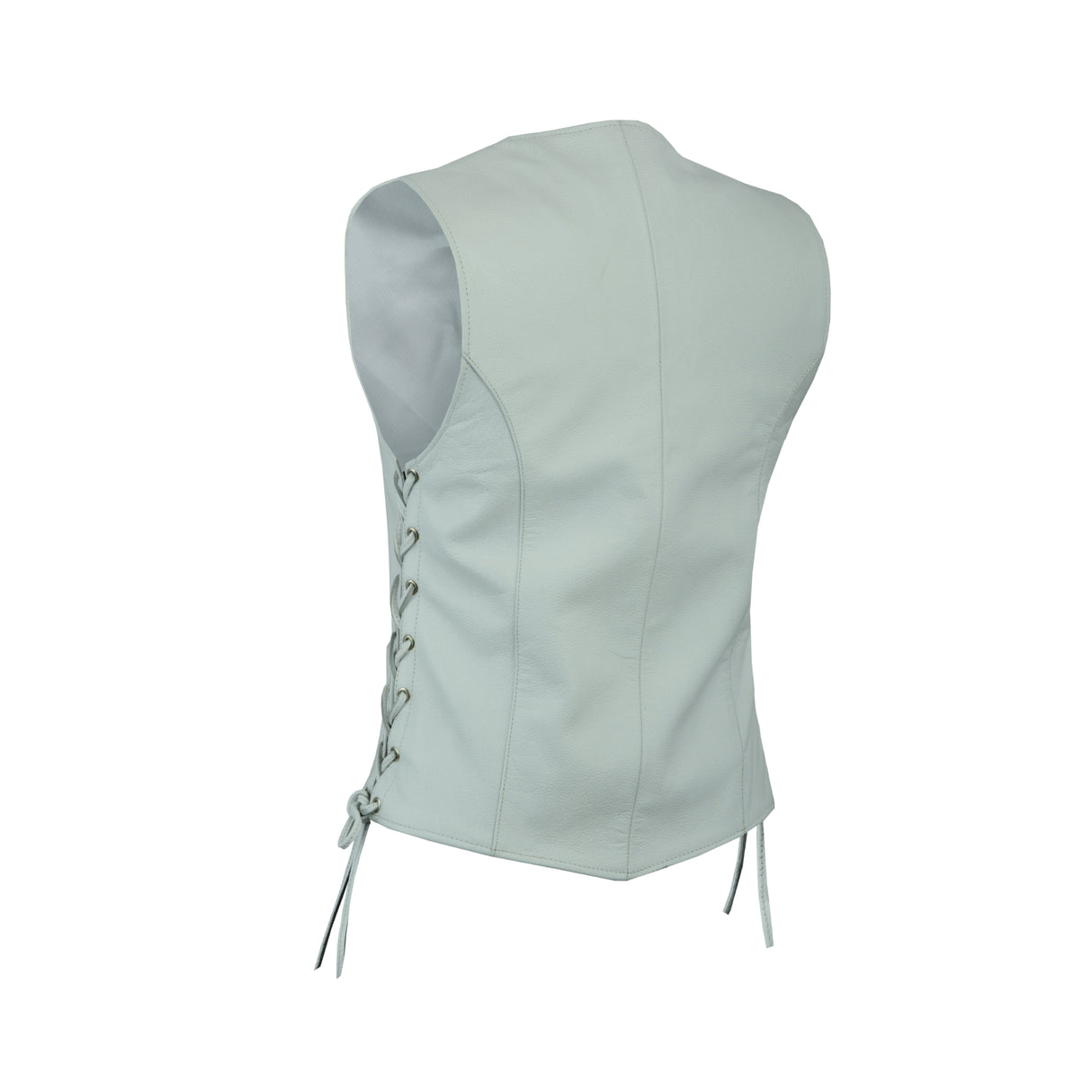 Women's White motorcycle Biker Club Concealed Carry Leather Vest