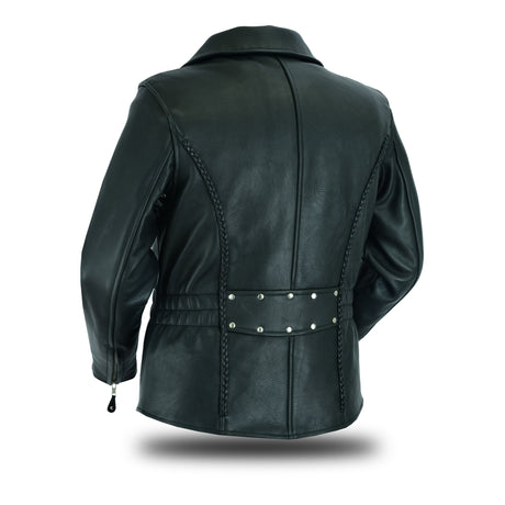 Women's Full Length Motorcycle Jacket with Side Stretch Gun Pocket