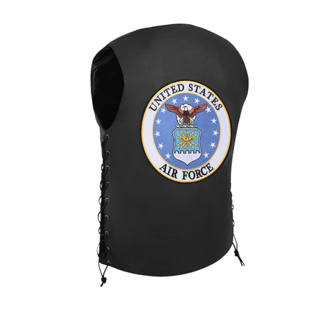 Airforce Black Men's Genuine 7 Pocket Motorcycle Biker Leather Vest