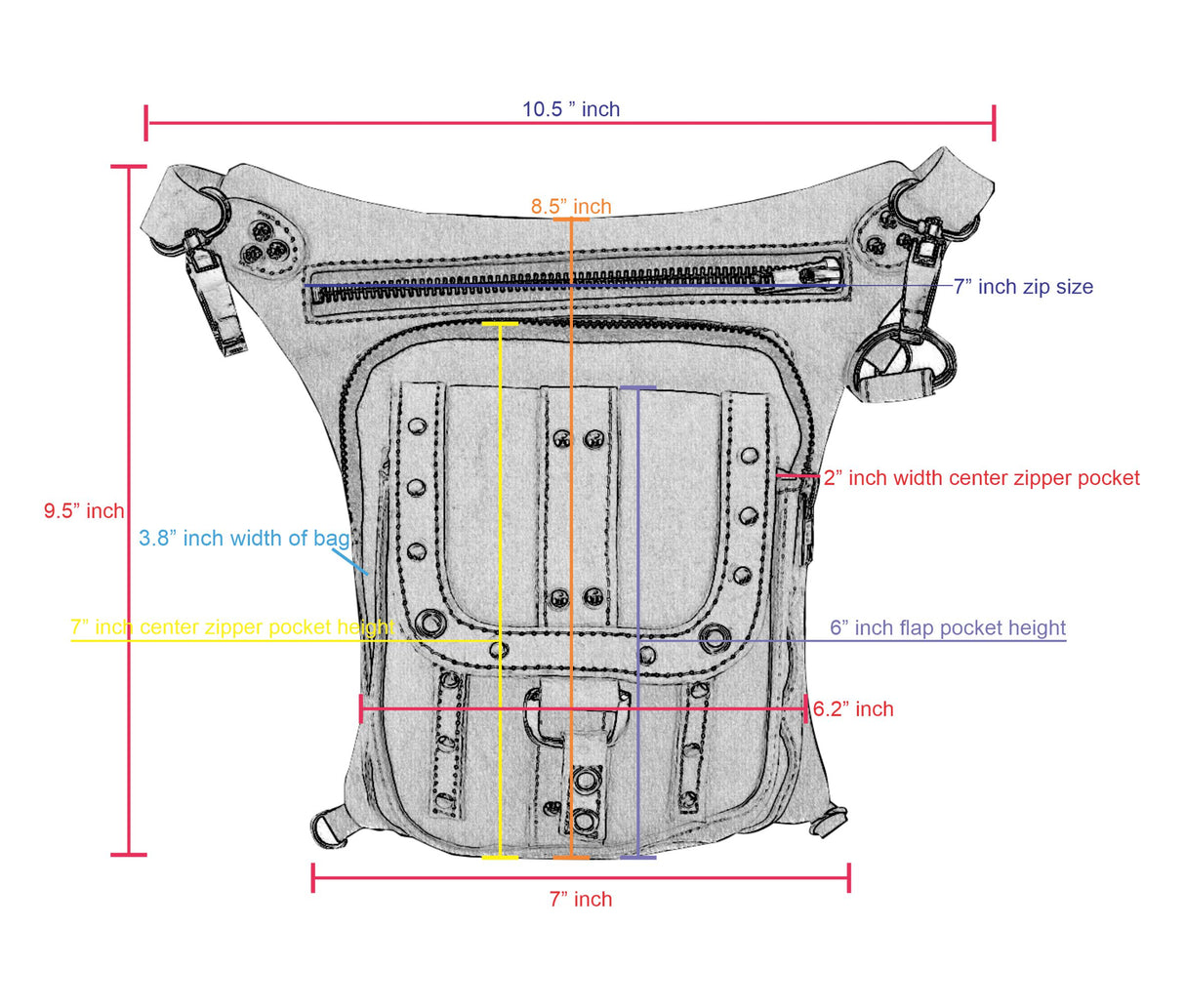 WC79108 Black Cowhide Natural Grain Leather Drop Leg Thigh Bag – Gun Holster, Waist Pack & Messenger Bag - Leather bags - Back View