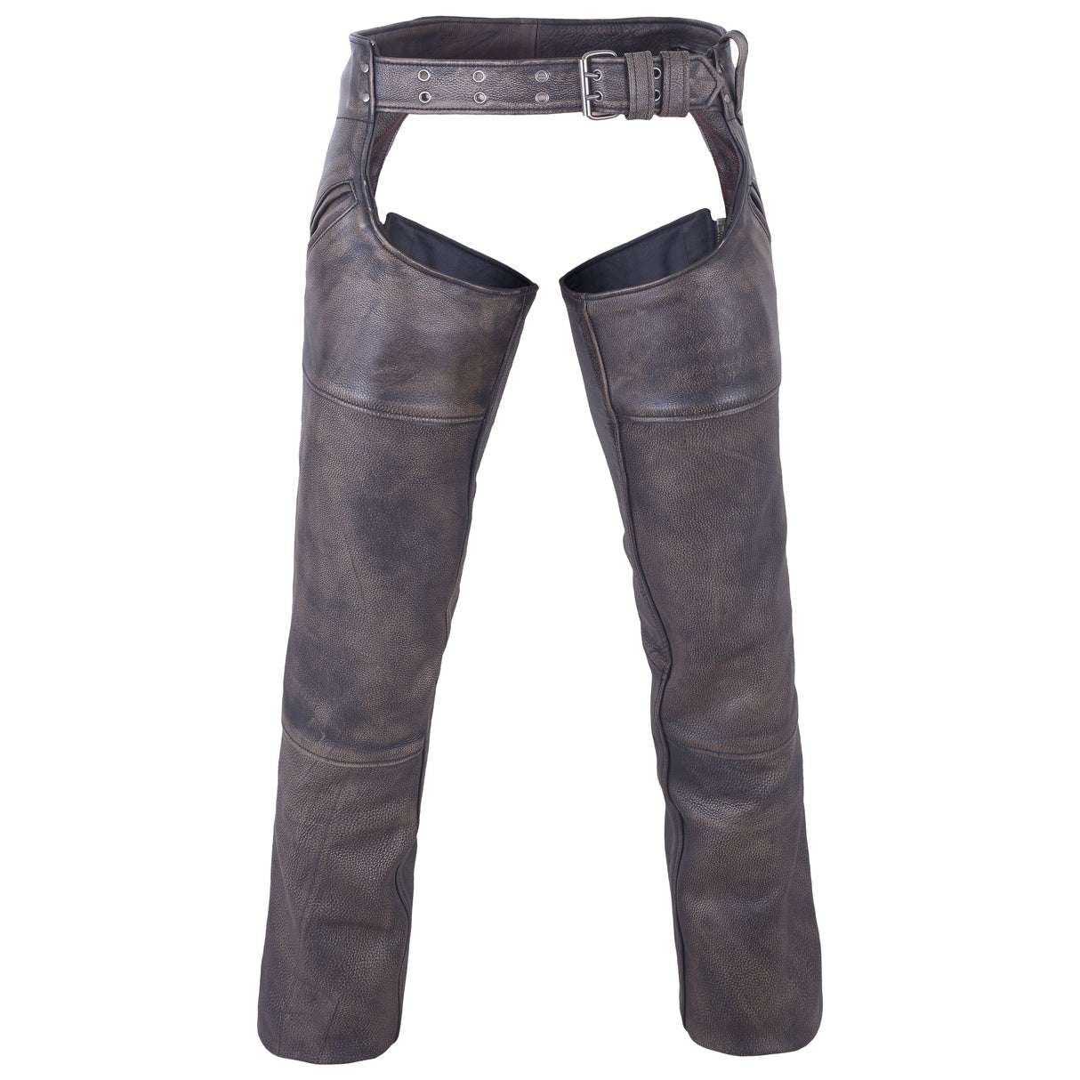 Heavy Buffalo Leather Lined Chaps 4 pocket chap Distressed Brown