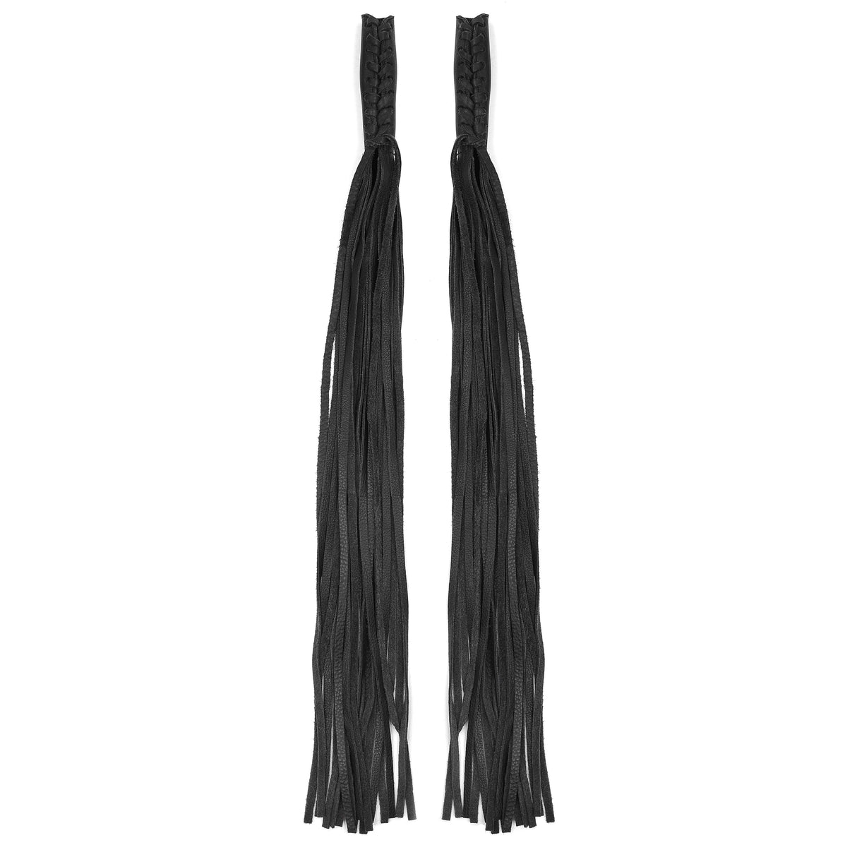 WC6202NKD Naked Leather Motorcycle Clutch Cover Lever Wrap Cover with Fringe 20” Black (Set of 2 - Right/Left) - Back View