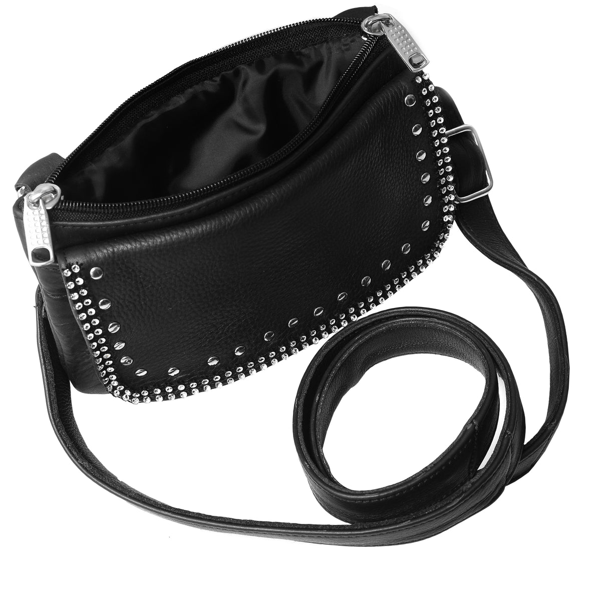 Bling Black Studded Hip Clip Leather Bag
