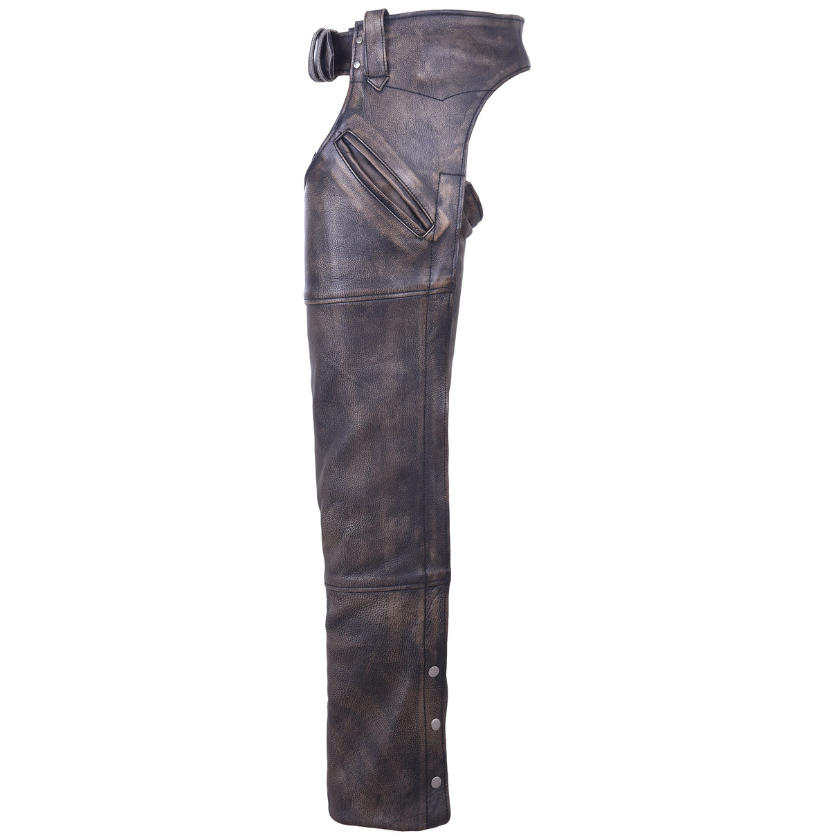 Heavy Buffalo Leather Lined Chaps 4 pocket chap Distressed Brown