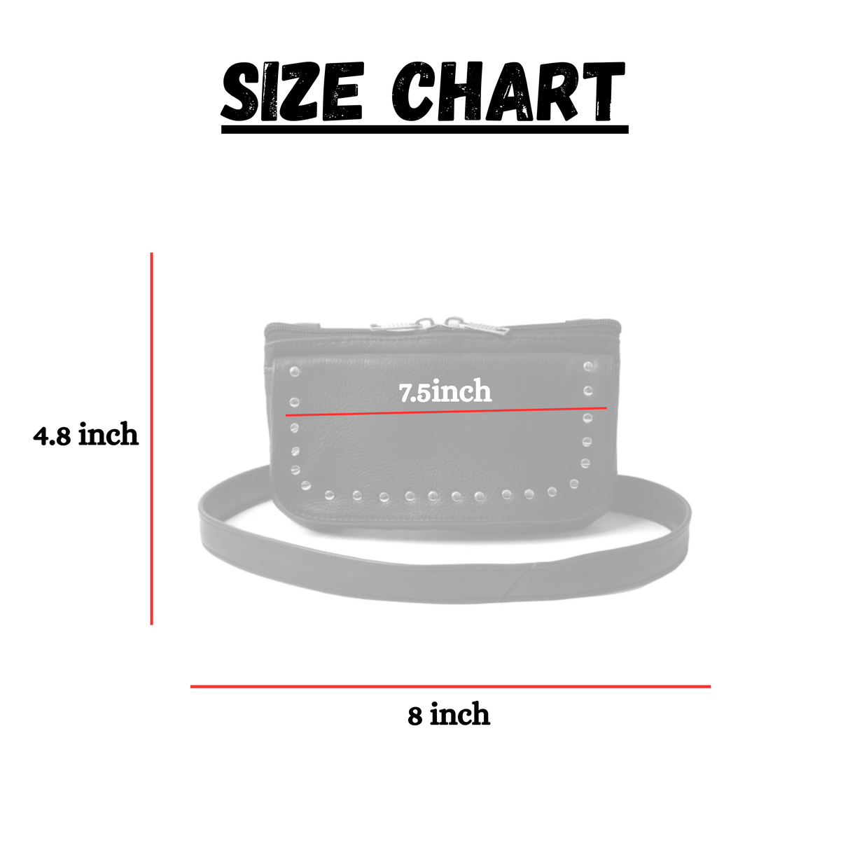 Biker Grey Tribal Heart Embroidered Hip Clip Leather Bag