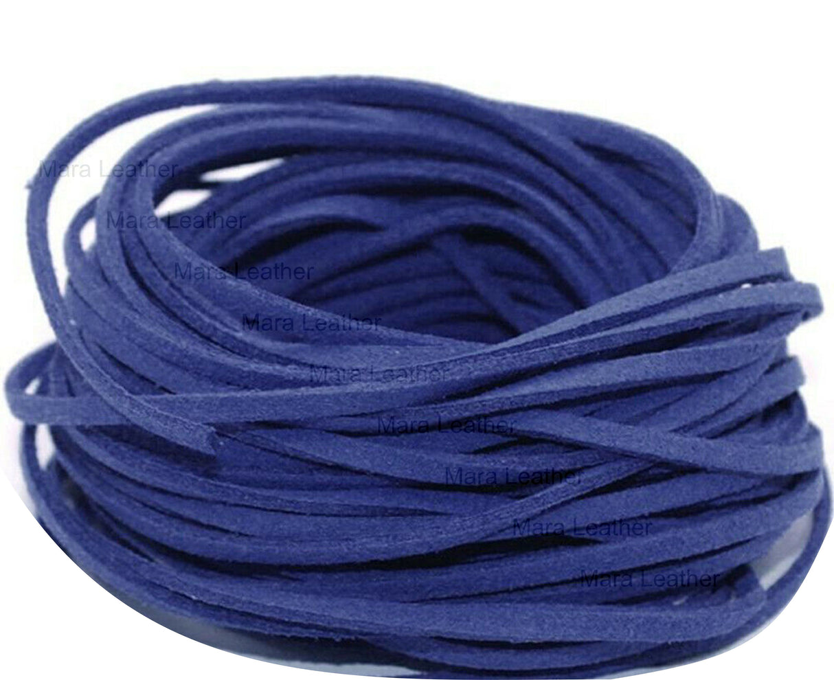 Blue Natural Leather Cord Lace String for Handmade Accessories