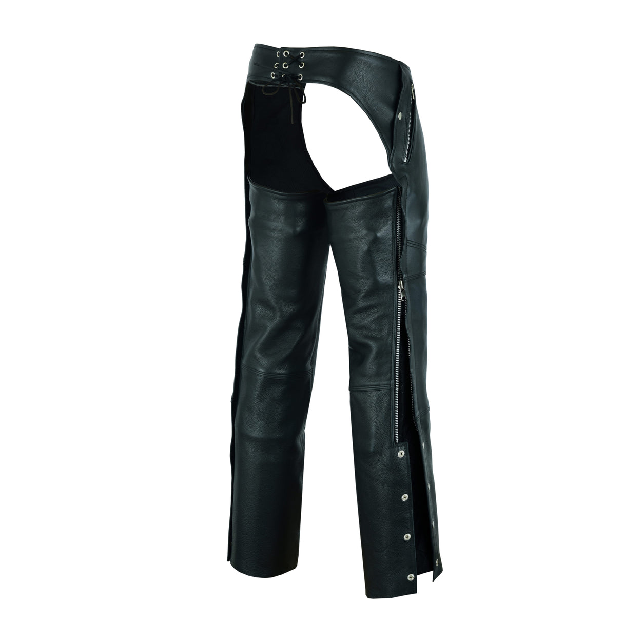 NKD Heavy Buffalo Leather Lined Motorcycle Riding Biker Chap-Black