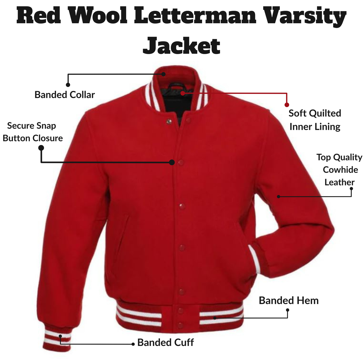 Red Wool Letterman Varsity Jacket
