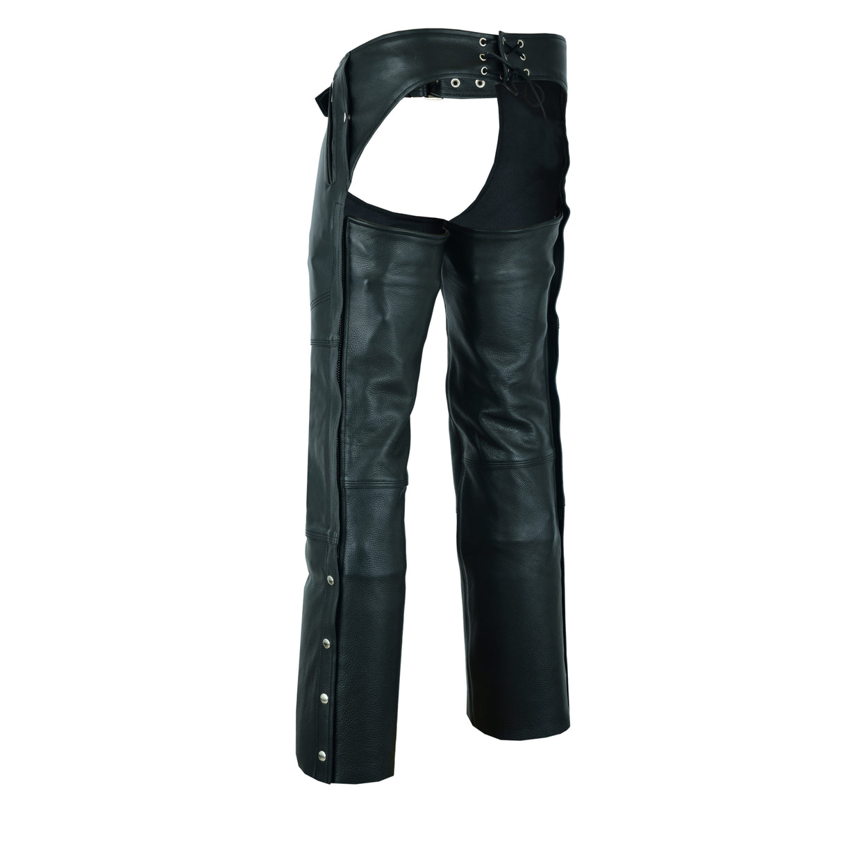 NKD Heavy Buffalo Leather Lined Motorcycle Riding Biker Chap-Black