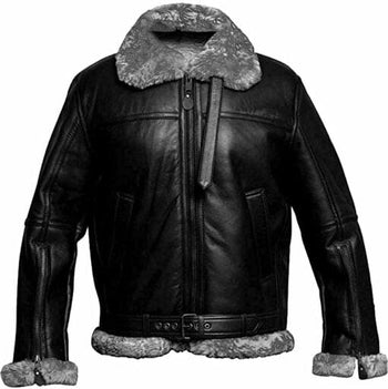 Genuine Sheepskin Leather RAF Flight Aviator B3 Bomber Jacket With Fur Wool Lining