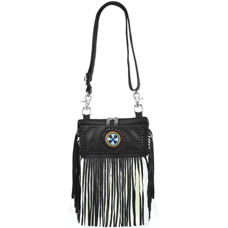 Black Indian Studded Hip Clip Leather Bag