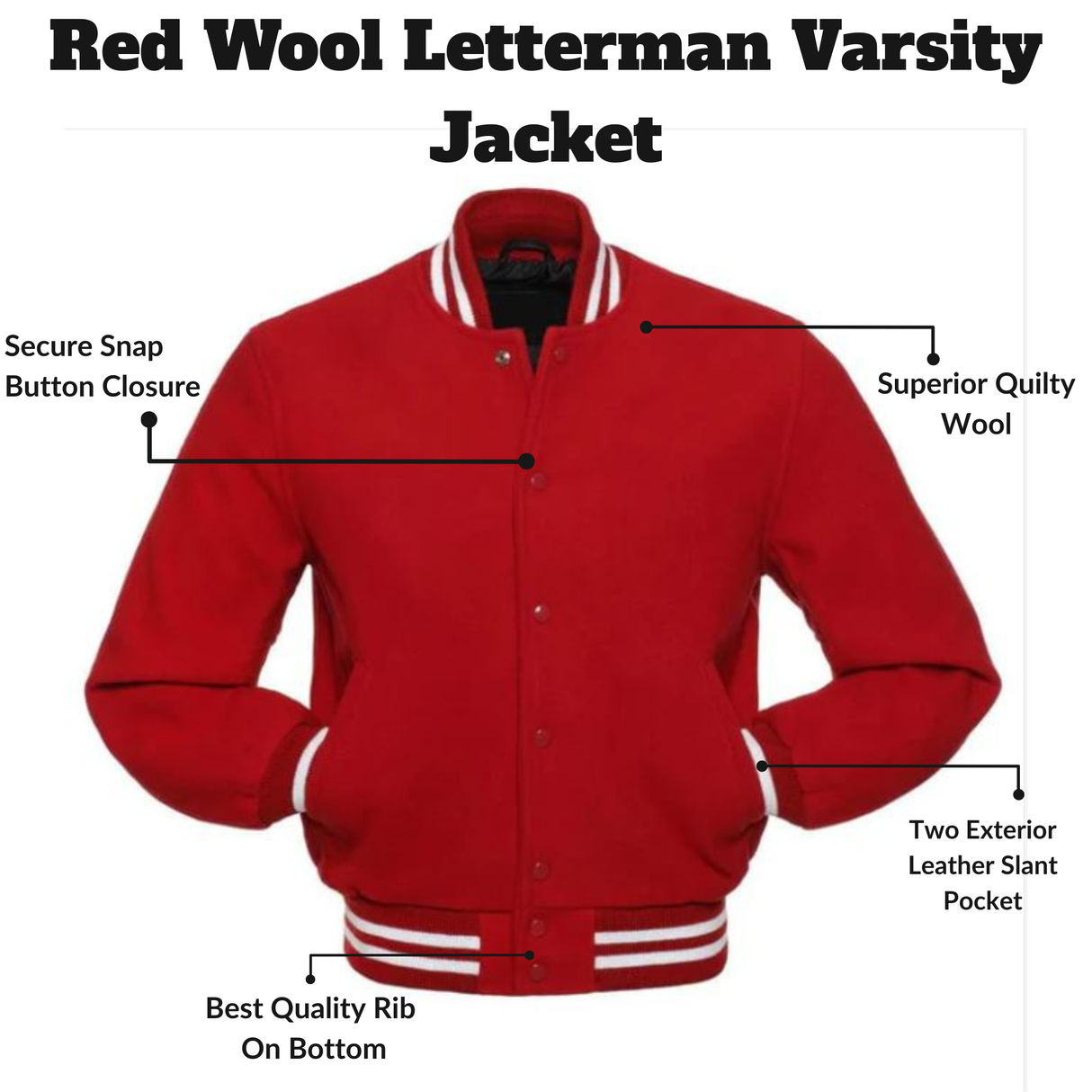 Red Wool Letterman Varsity Jacket