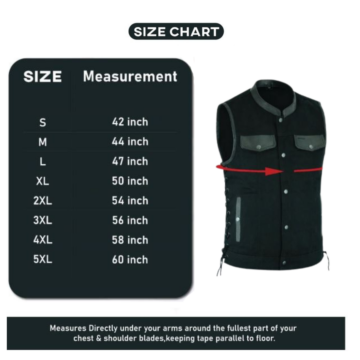 Men's Motorcycle Denim OUTLAW SOA Club Style Vest with Side Laces (WC58612BLACK)