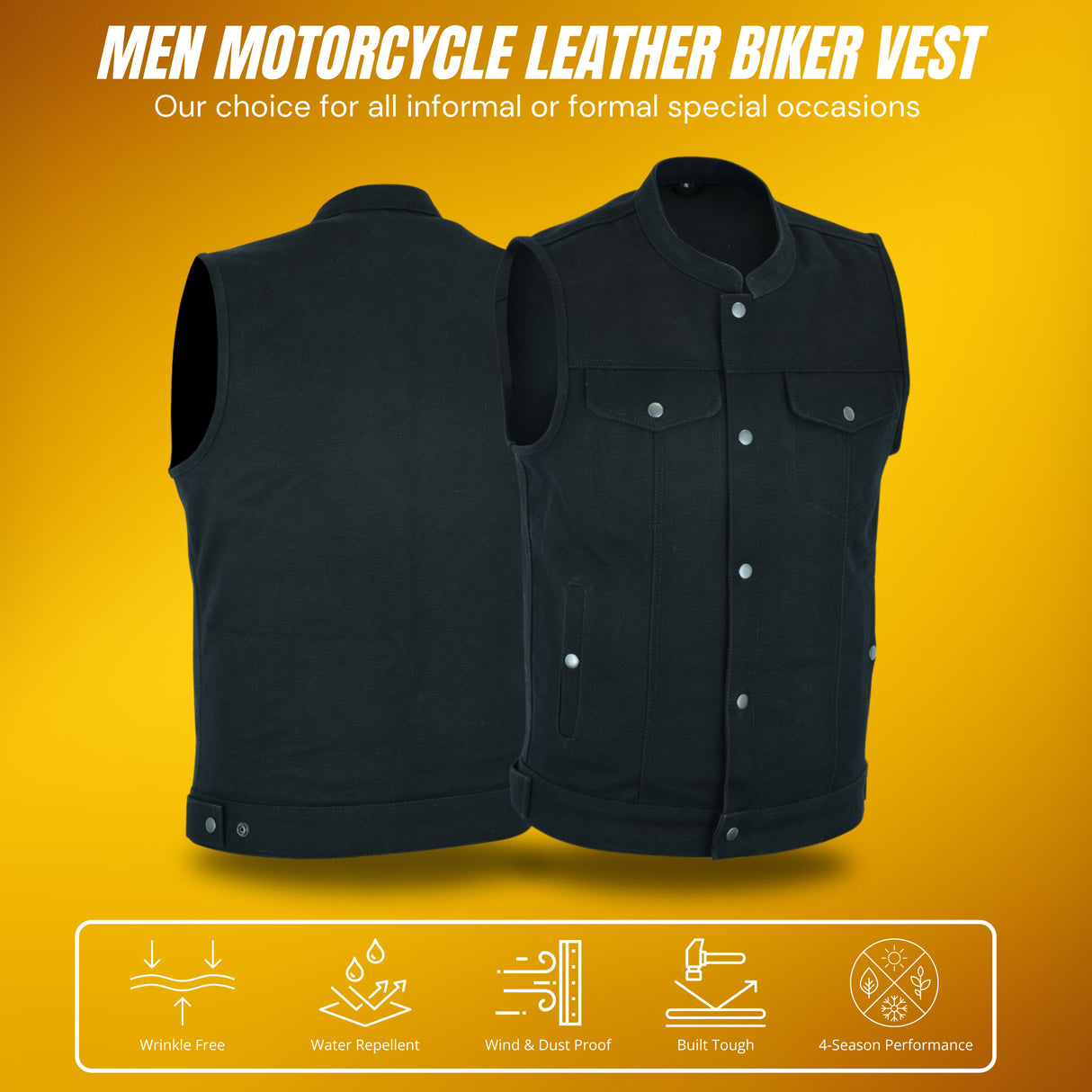 Men SOA Denim Black Vest Club Cut Outlaw Anarchist mc Biker Vest