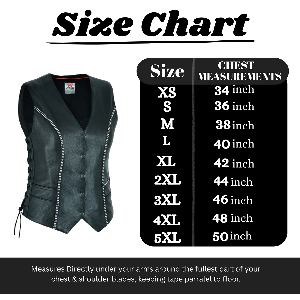 WCWV95641BLING Women's Bling leather motorcycle vest - Rhinestone detail Gun Pocket, Side Lace, Single Panel back, Snap front Biker