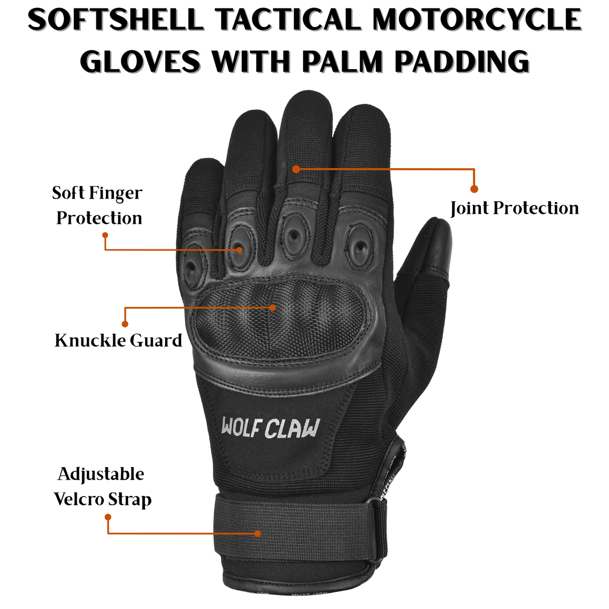 Softshell Tactical Motorcycle Gloves with Palm Padding
