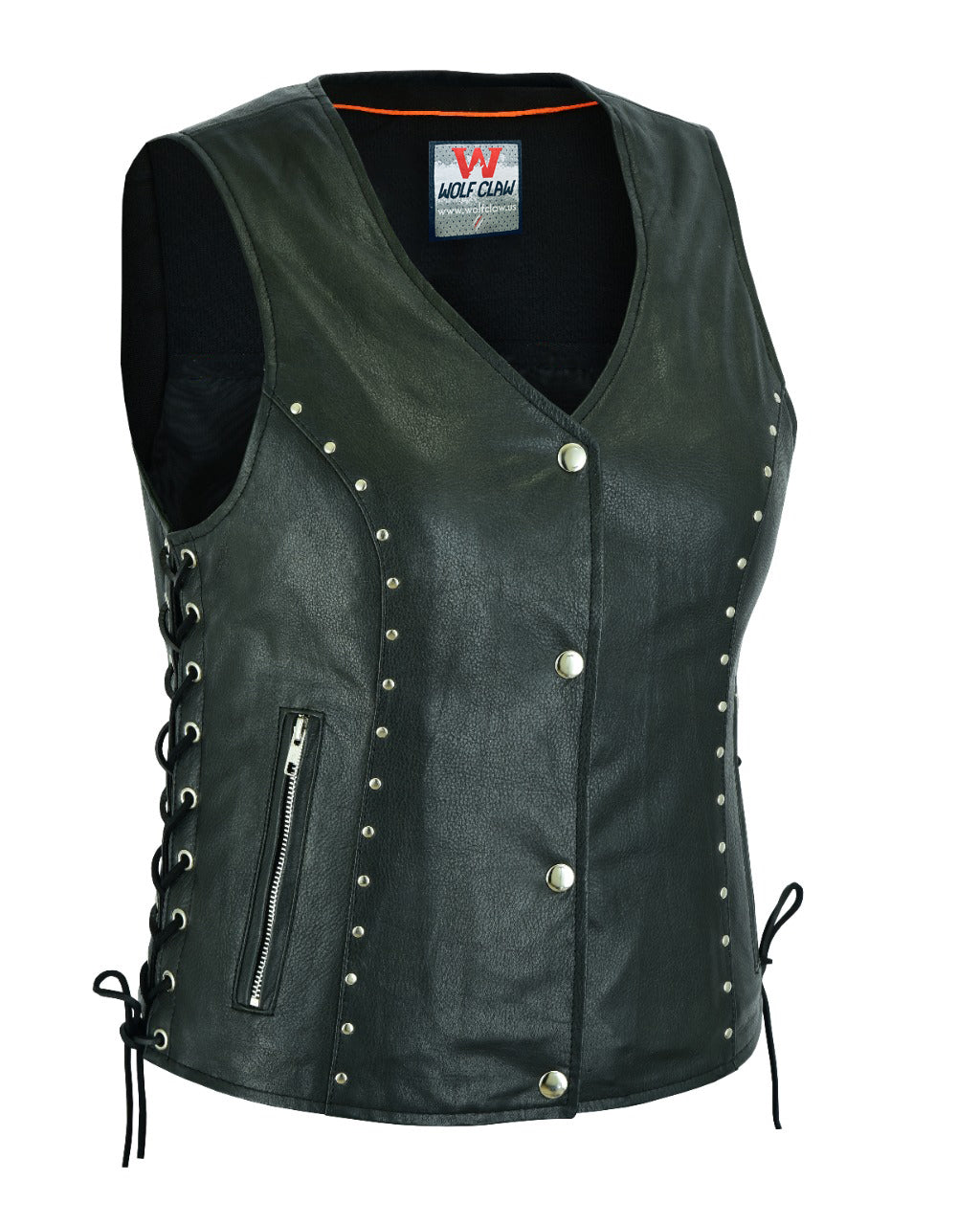 WCWV15841NKD Naked Women's Lace up side leather motorcycle vest
