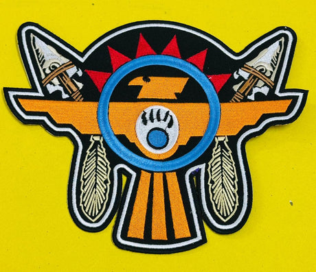 WCEP33 EAGLE WITH EYE & EGG ORANGE DESIGN MOTORCYCLE PATCH EMBROIDERY IRON ON PATCH