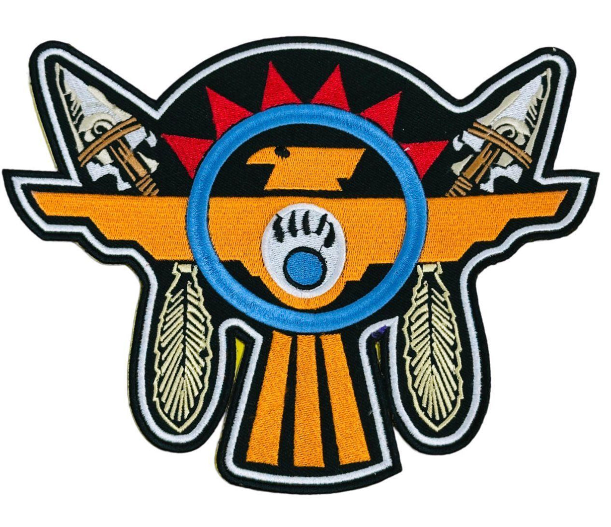WCEP33 EAGLE WITH EYE & EGG ORANGE DESIGN MOTORCYCLE PATCH EMBROIDERY IRON ON PATCH