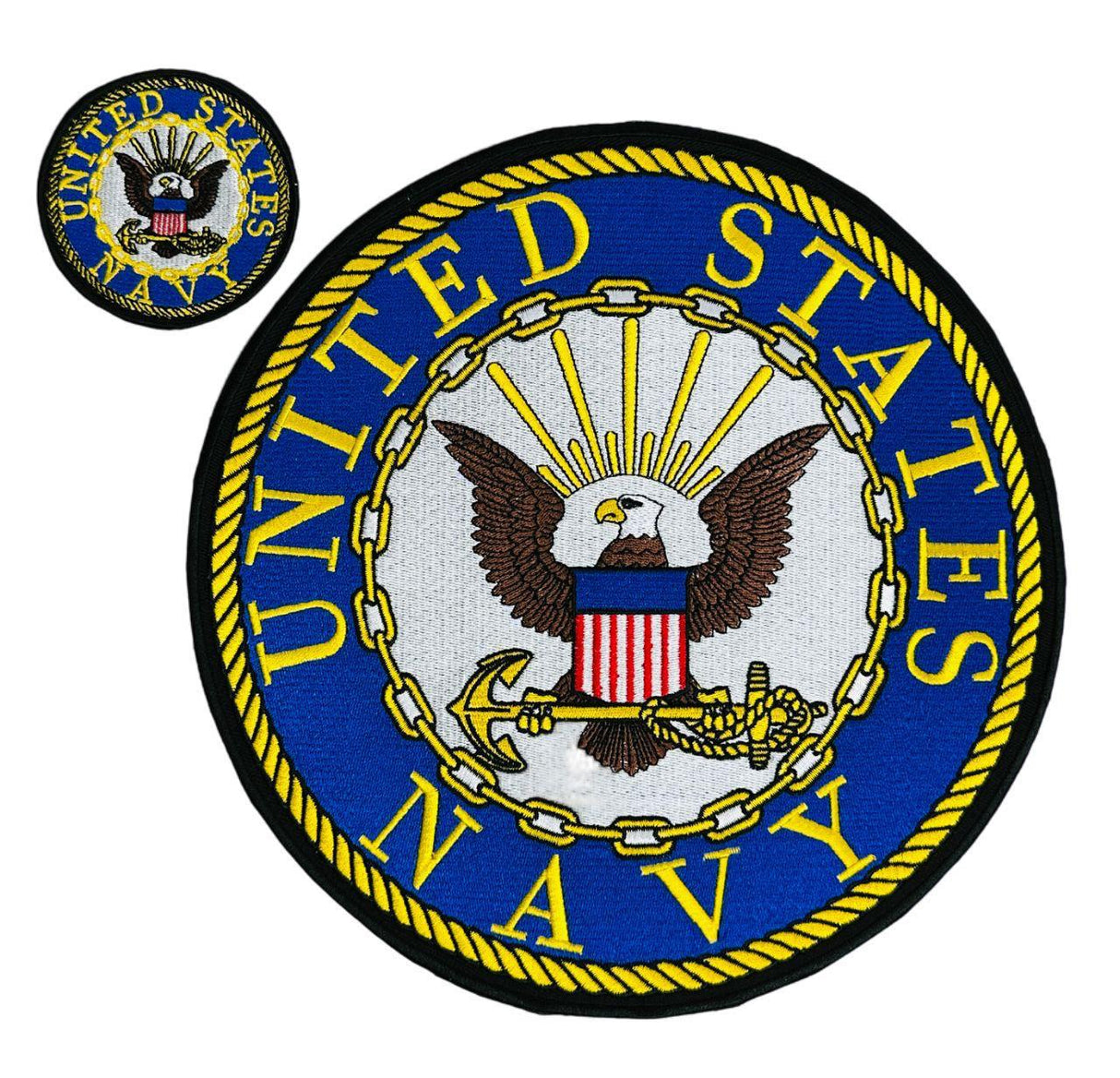 WCEP43 UNITED STATES NAVY ROUND 2 PC SET DESIGN MOTORCYCLE PATCH EMBROIDERY IRON ON PATCH