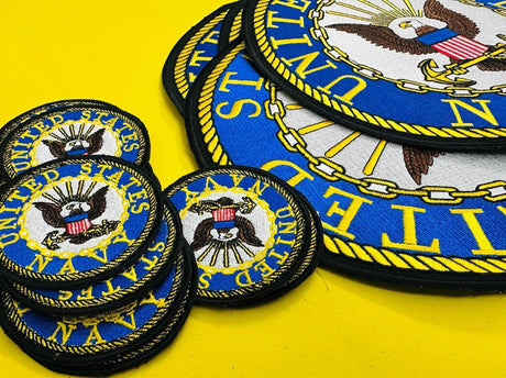 WCEP43 UNITED STATES NAVY ROUND 2 PC SET DESIGN MOTORCYCLE PATCH EMBROIDERY IRON ON PATCH