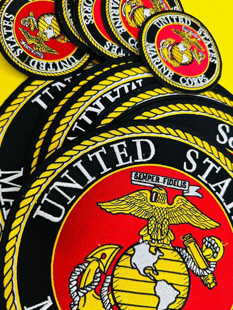 WCEP40 UNITED STATES MARINE ROUND 2 PC SET DESIGN MOTORCYCLE PATCH EMBROIDERY IRON ON PATCH
