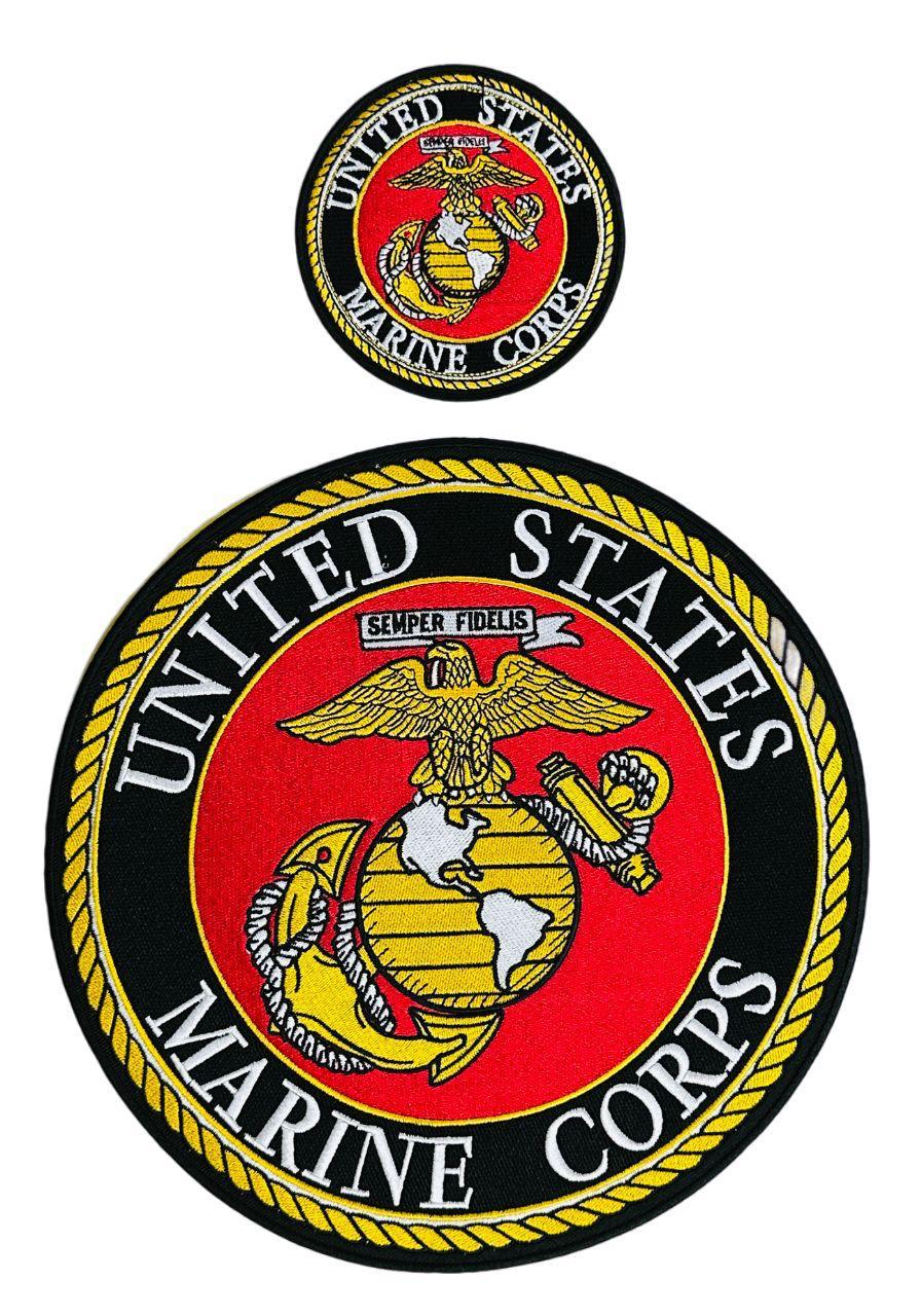 WCEP40 UNITED STATES MARINE ROUND 2 PC SET DESIGN MOTORCYCLE PATCH EMBROIDERY IRON ON PATCH