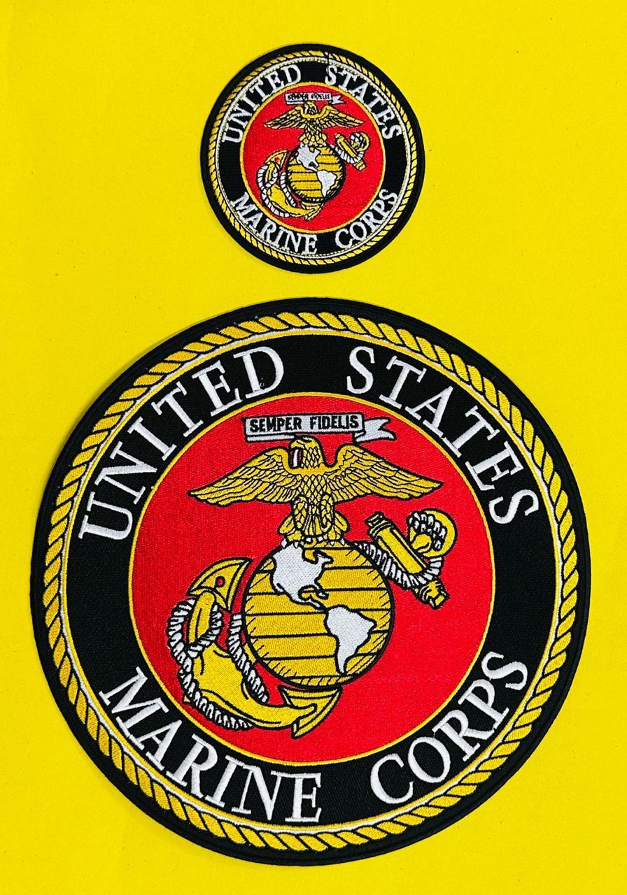 WCEP40 UNITED STATES MARINE ROUND 2 PC SET DESIGN MOTORCYCLE PATCH EMBROIDERY IRON ON PATCH