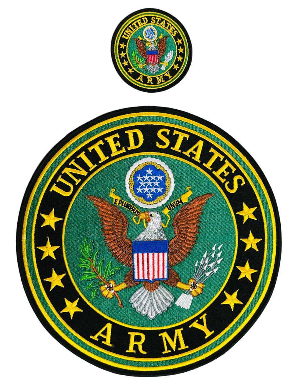 WCEP42 UNITED STATES ARMY ROUND 2 PC SET DESIGN MOTORCYCLE PATCH EMBROIDERY IRON ON PATCH