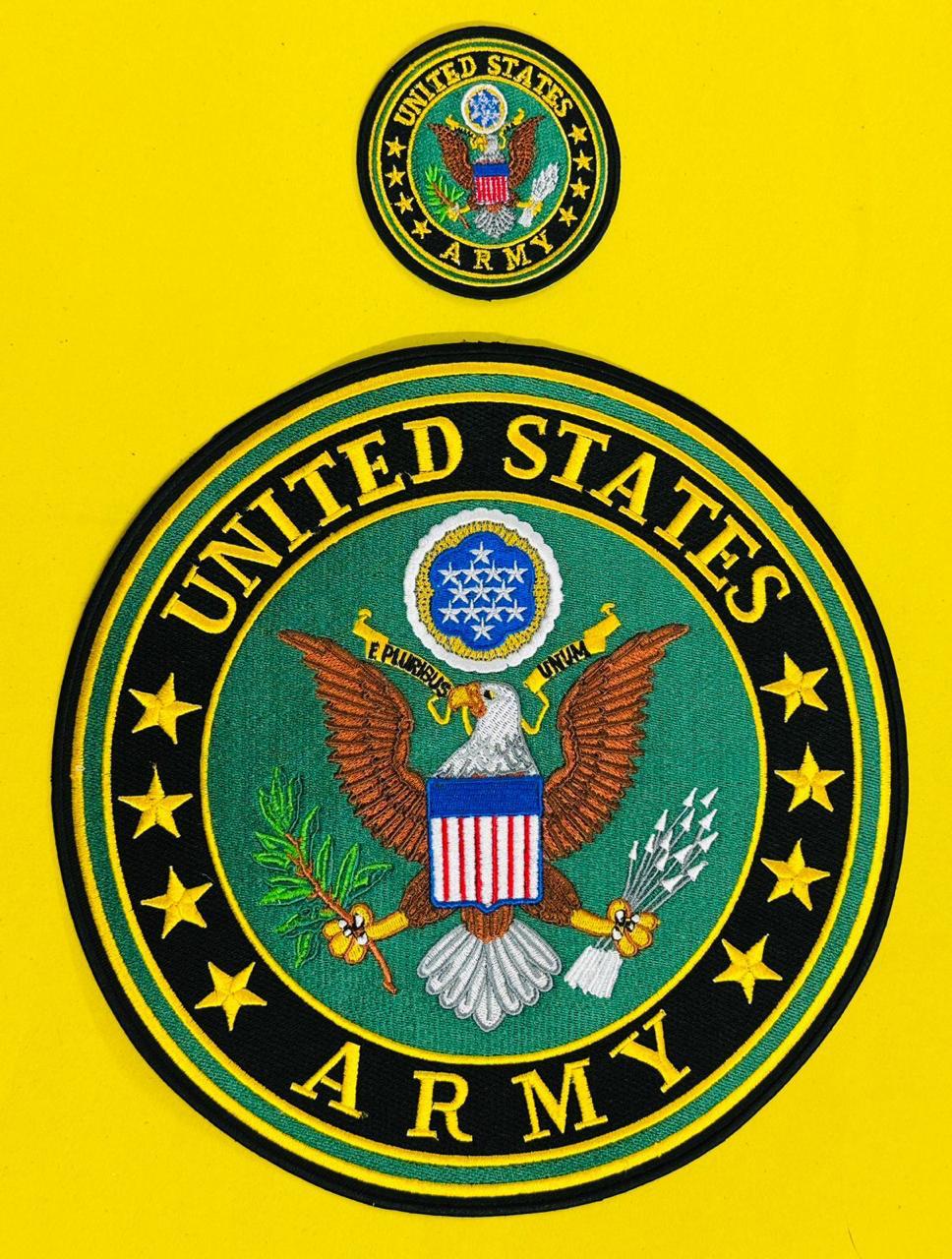 WCEP42 UNITED STATES ARMY ROUND 2 PC SET DESIGN MOTORCYCLE PATCH EMBROIDERY IRON ON PATCH
