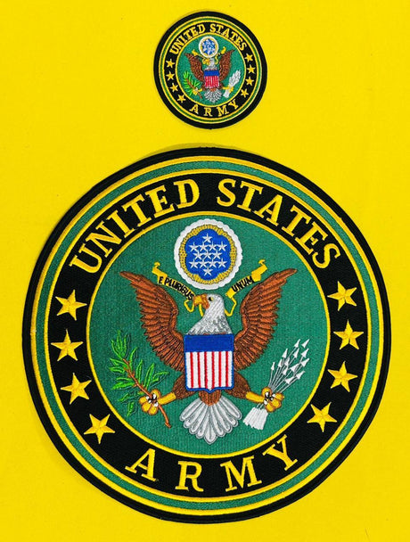 WCEP42 UNITED STATES ARMY ROUND 2 PC SET DESIGN MOTORCYCLE PATCH EMBROIDERY IRON ON PATCH