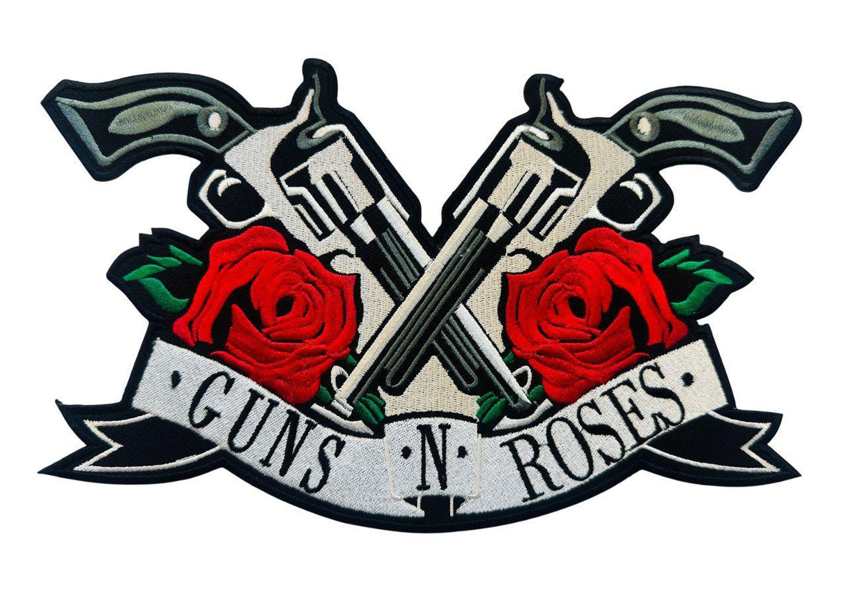 WCEP45 GUNS & ROSES ( BOTH SIDE PISTOLS ) DESIGN MOTORCYCLE PATCH EMBROIDERY IRON ON PATCH