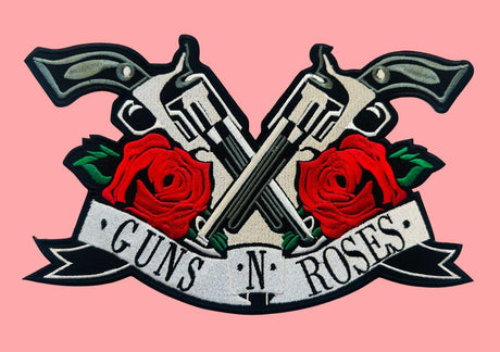 WCEP45 GUNS & ROSES ( BOTH SIDE PISTOLS ) DESIGN MOTORCYCLE PATCH EMBROIDERY IRON ON PATCH