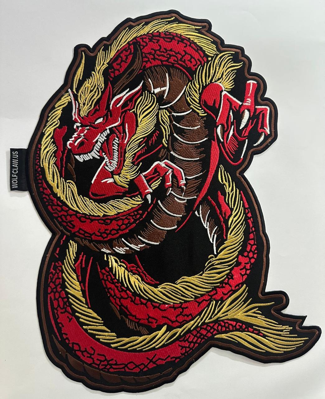 WCEP48 LARGE DRAGON (RED & YELLOW ) DESIGN DESIGN MOTORCYCLE PATCH EMBROIDERY IRON ON PATCH