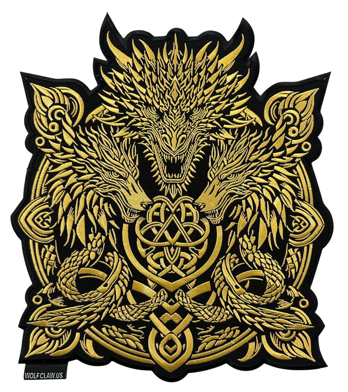 WCEP52 3DRAGONS ( YELLOW & BLACK ) DESIGN DESIGN MOTORCYCLE PATCH EMBROIDERY IRON ON PATCH