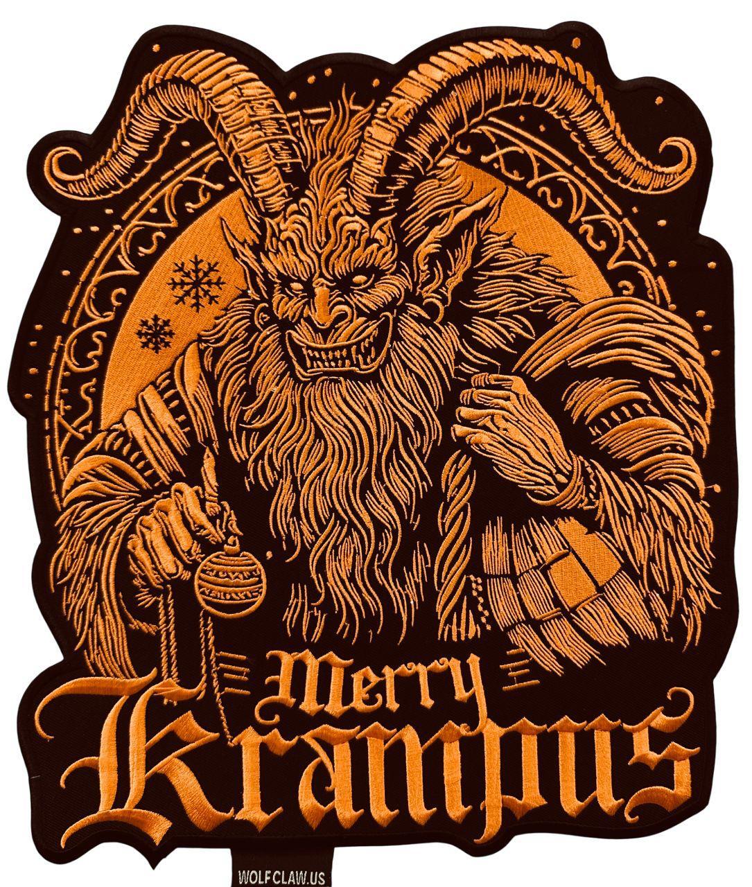 WCEP62 MARRY KRAMPUS ( ORANGE+BLACK ) DESIGN DESIGN MOTORCYCLE PATCH EMBROIDERY IRON ON PATCH