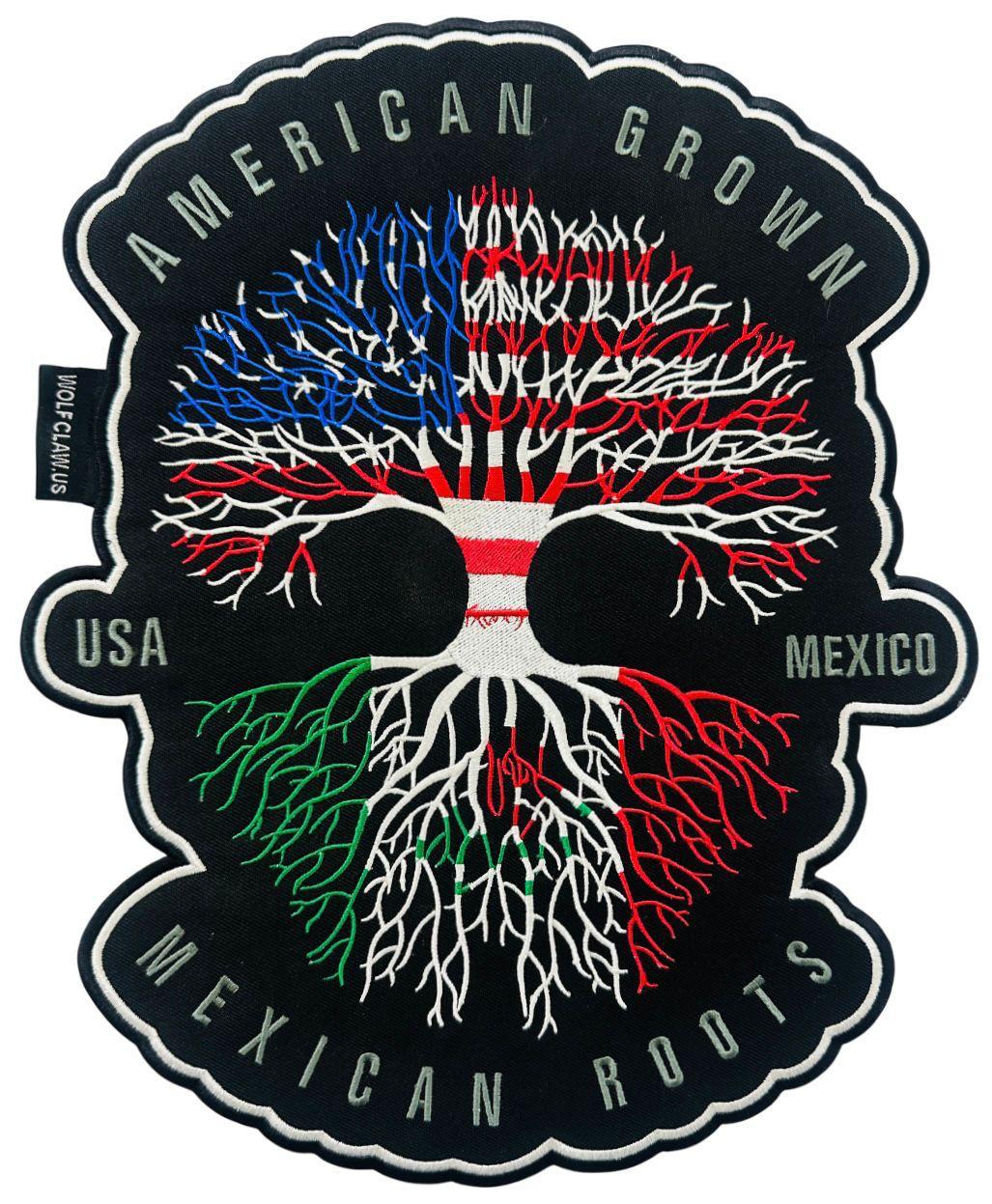 WCEP69 AMERICAN GROWN-MEXICAN ROOTS DESIGN MOTORCYCLE PATCH EMBROIDERY IRON ON PATCH