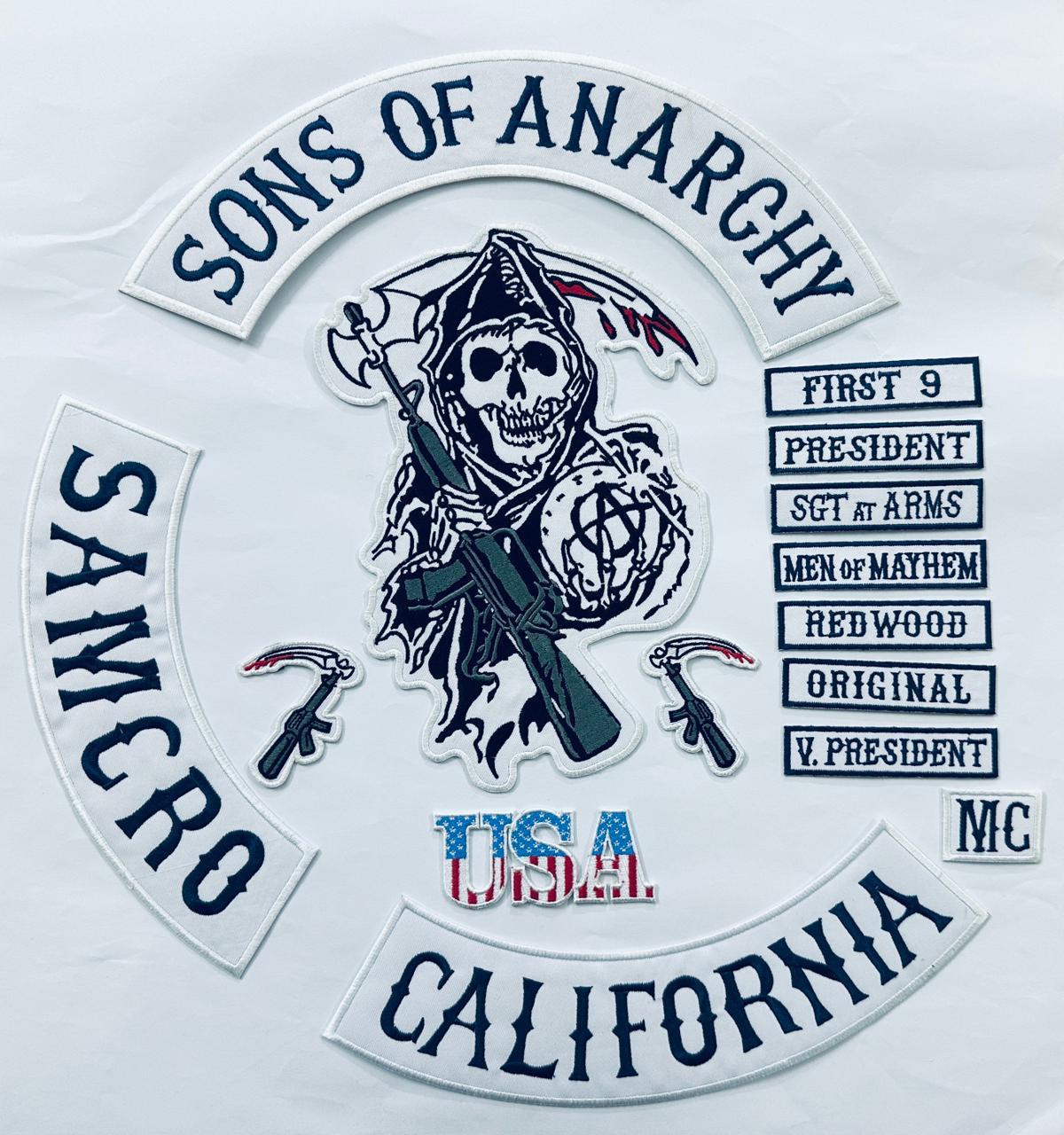 WCEP74 SONS OF NARCHY BLUE SET OF 15 PIECES DESIGN MOTORCYCLE PATCH EMBROIDERY IRON ON PATCH