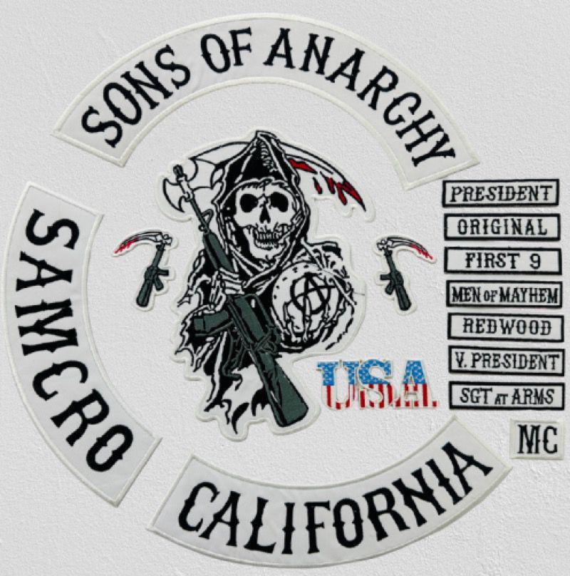 WCEP73 SONS OF ANARCHY BLACK SET OF 15 PIECES DESIGN MOTORCYCLE PATCH EMBROIDERY IRON ON PATCH