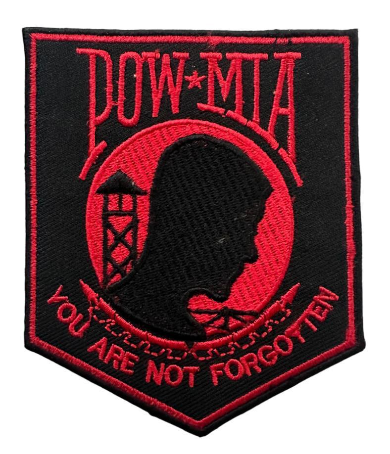 WCEP99 POW-MIA YOU ARE NOT FORGOTTEN RED AND BLACK DESIGN MOTORCYCLE PATCH EMBROIDERY IRON ON PATCH