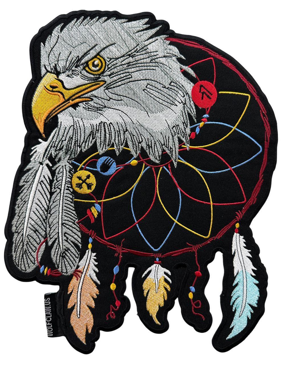 WCEP163 BALD EAGLE DREAM CATCHER AMERICAN INDIAN USA BIKER LARGE PATCH, NEW EAGLE USA PATCH IRON ON, SEW ON EMBROIDERY PATCH FOR BIKERS