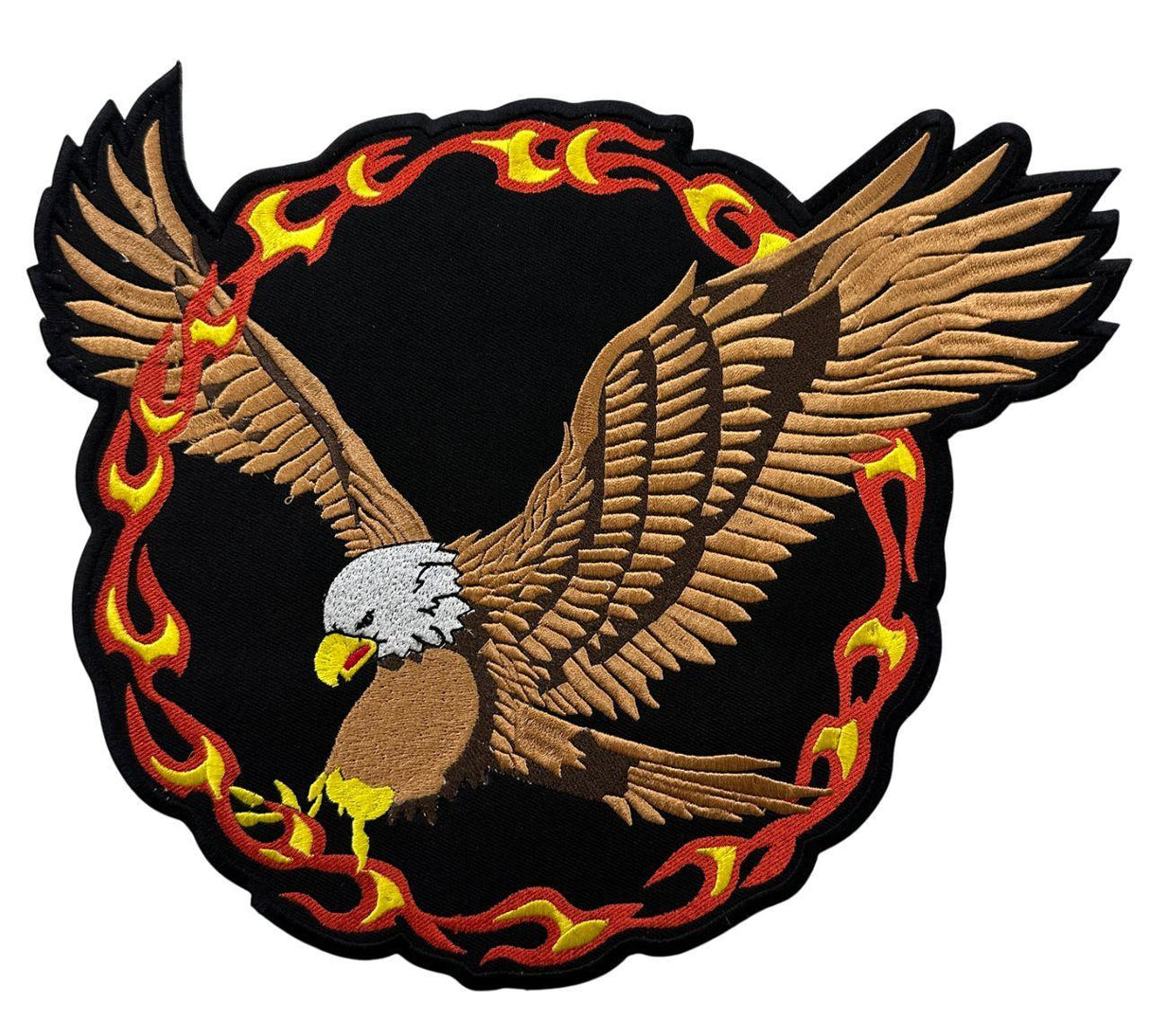 WCEP177 BALD EAGLE LANDING EMBROIDERED LARGE PATCH FOR BACKPACKS, JACKETS, VEST AND HOODIES