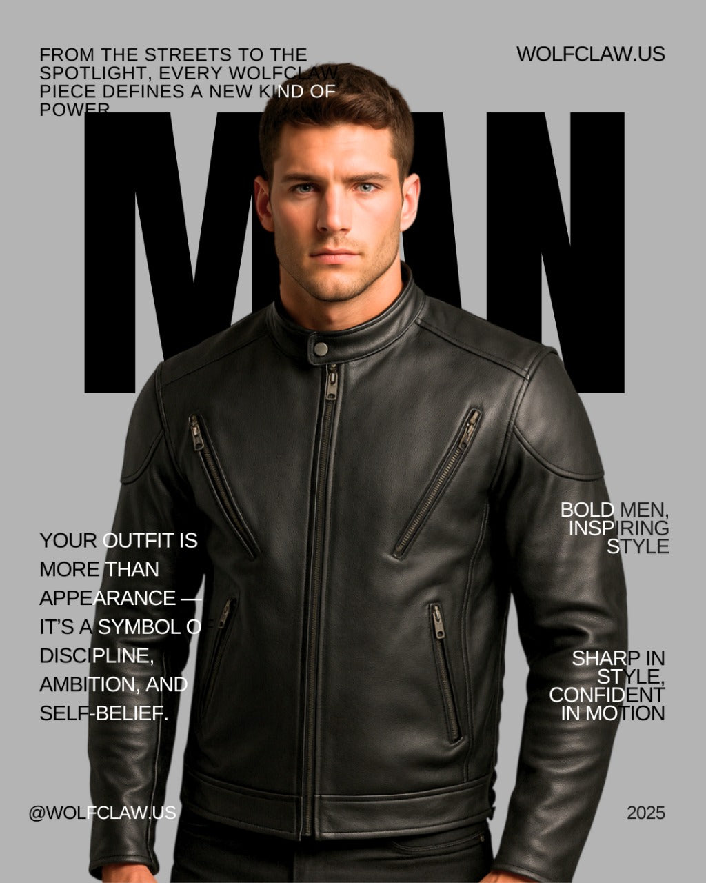 TALL Black Racer Leather Biker Jacket (longer sleeve & back length)