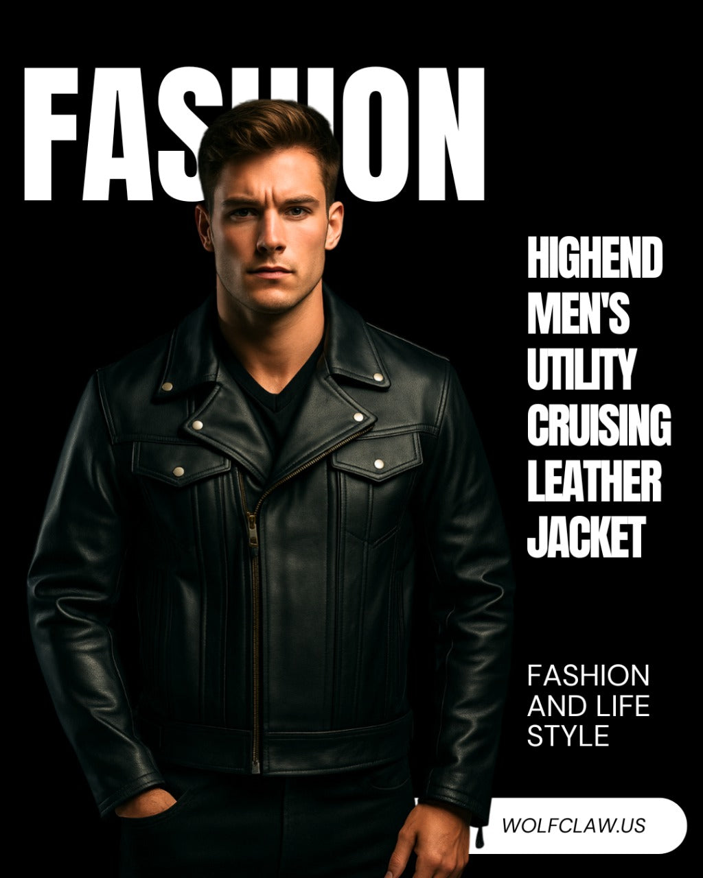 Highend Men's Utility Cruising Leather Jacket