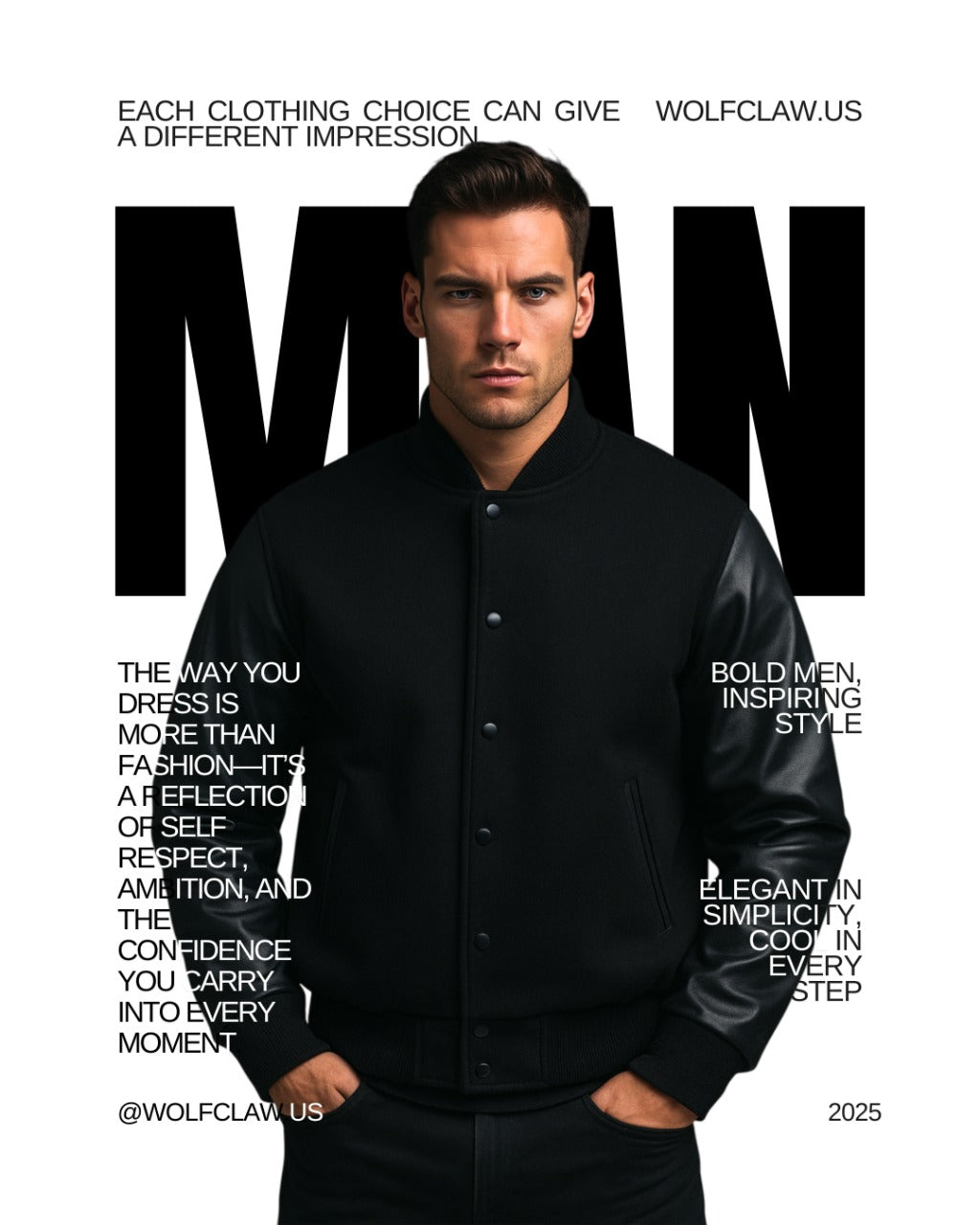 Triple Black Leather Sleeves Hoodie Varsity Jacket