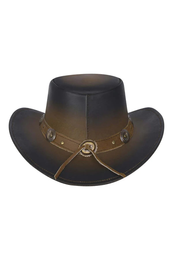 Leather Cowboy Western Hat Aussie Style with Conchos